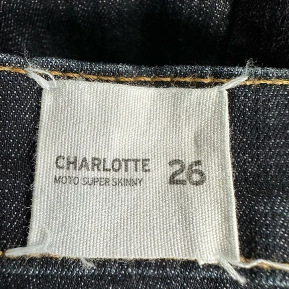 Hudson Charlotte Moto Super Skinny Jeans Dark Wash Style WM493DIF Size 26 - Picture 13 of 16
